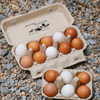 Small Homestead Farm Egg Carton Food Label v2 Självfärgande Stämpel