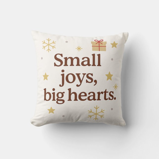 Small Joys, Big Hearts – Minimalist Holiday Throw  Kudde (Framsida)