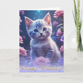 Small Kitten Amidst Cosmic Amethyst Ro Kort