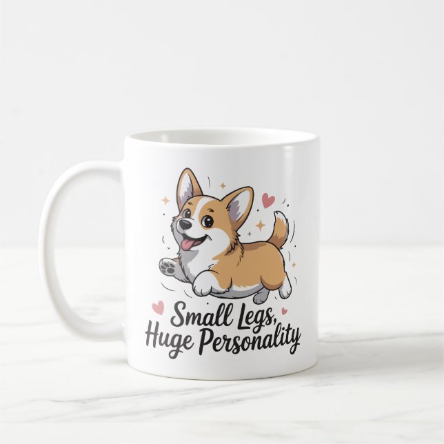 Small Legs Huge Personality Cute Corgi Quote Kaffemugg (Vänster)