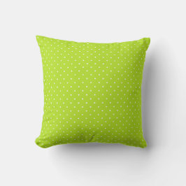 Small Lime Green and White Polka Dots Throw Pillow Kudde