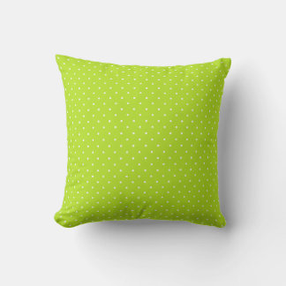 Small Lime Green and White Polka Dots Throw Pillow Kudde