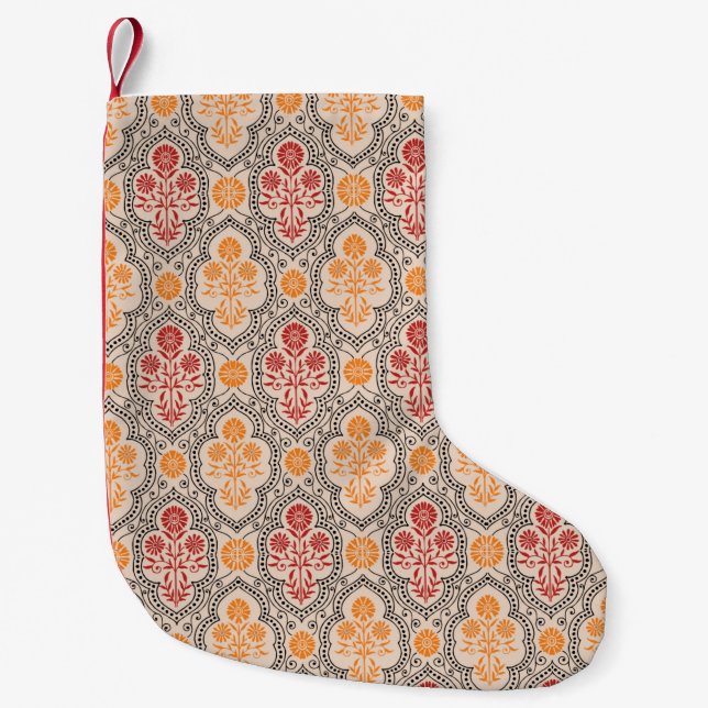 SMALL MUGHAL FLOWER PATTERN DESIGN BACKGROUND ARTp Liten Julstrumpa (Framsidan)
