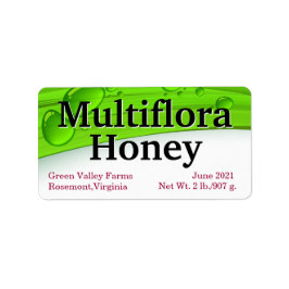 Small Multiflora Honung Burk Food Adressetikett