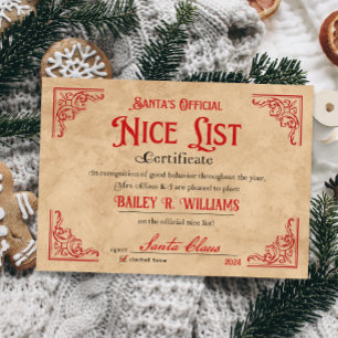 Small Nice-certifikat från Santa Magic Inbjudningar