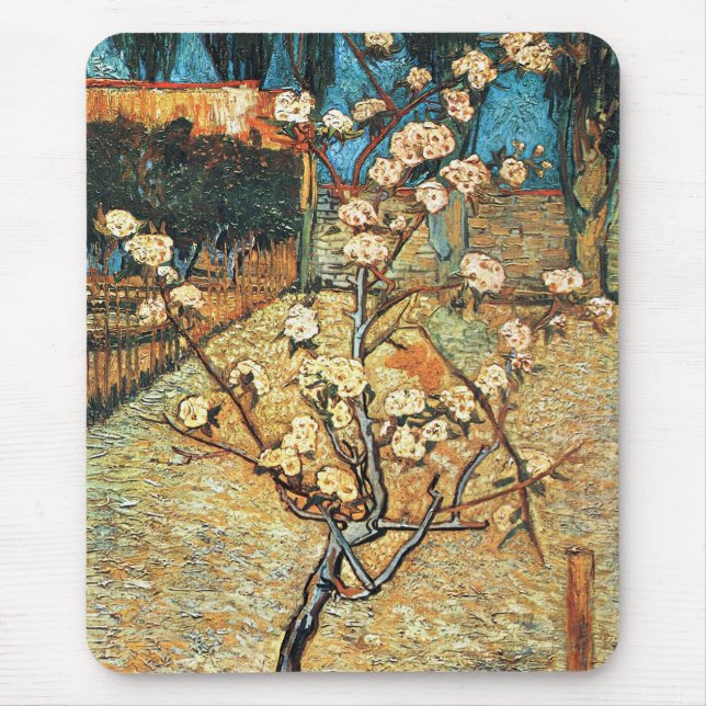 Small Pear Träd i Bloom av Vincent van Gogh Musmatta (Framsidan)
