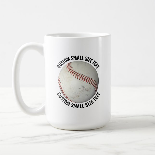 Small Personalized Text Baseball 15 oz. Custom Kaffemugg (Vänster)