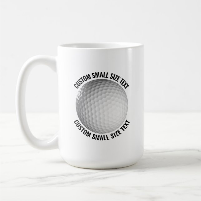 Small Personalized Text Golf Ball 15 oz. Custom Kaffemugg (Vänster)