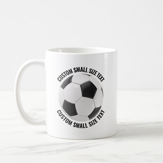 Small Personalized Text Soccer Ball 11 oz. Custom Kaffemugg (Vänster)