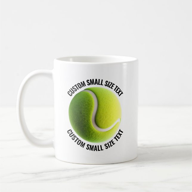 Small Personalized Text Tennis Ball  11 oz. Custom Kaffemugg (Vänster)