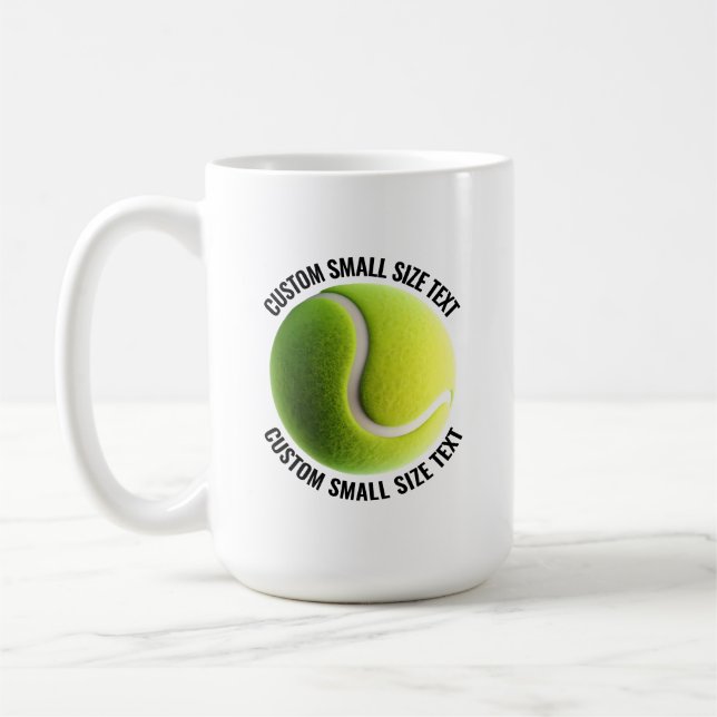Small Personalized Text Tennis Ball 15 oz. Custom Kaffemugg (Vänster)