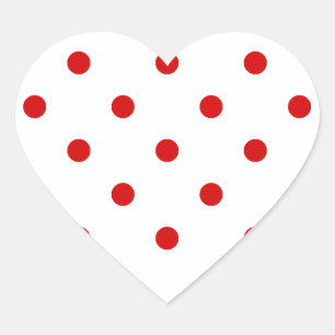 Small Polka dots - Rosso Corsa on White Hjärtformat Klistermärke