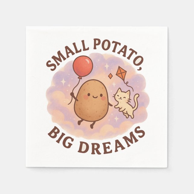 Small Potato Big Dreams - Cute Motivational Pappersservett (Framsidan)