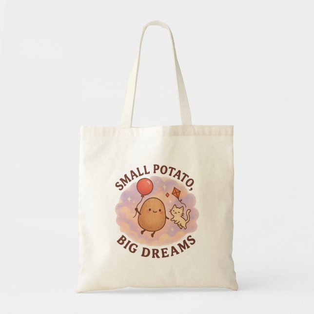 Small Potato Big Dreams - Cute Motivational Tygkasse (Framsidan)