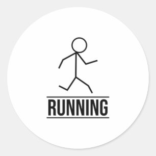 Small Running Stick figur Runt Klistermärke