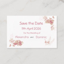 Small Save Date Card - rosa Blommigt Butterfly