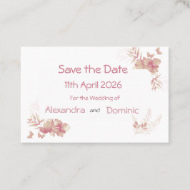 Small Save Date Card - rosa Blommigt Butterfly Visitkort
