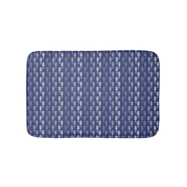 Small Sea Horse Rand Indigo Bath Mat Badrumsmatta (Framsidan)