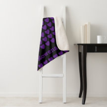 Small Sherpa Lila Hearts Blanket med Namn
