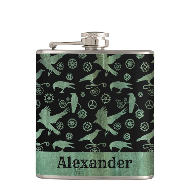 Small Steampunk Verdigris Gears and Kråkas Anpassn Fickplunta (Framsidan)