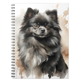 SMALL SVART FLUFFY POMERANIAN PUPPY HUND ANTECKNINGSBOK