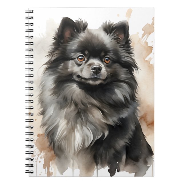 SMALL SVART FLUFFY POMERANIAN PUPPY HUND ANTECKNINGSBOK (Framsidan)