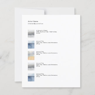 Small Tear Sheet Price Sheet Template for Art