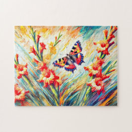 Small Tortoiseshell Butterfly med Gladiolus i Oi Pussel