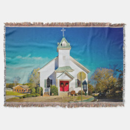SMALL TOWN CHURCH Throw Blanket Filt