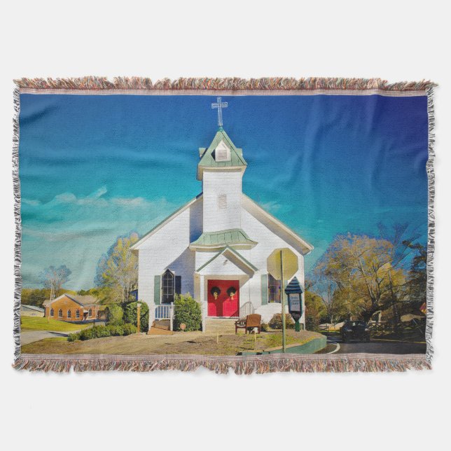 SMALL TOWN CHURCH Throw Blanket Filt (Framsidan)