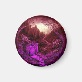 Small Unique Cabin Set Along A Stream Magnet