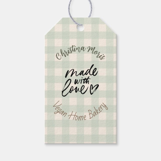 Small Vegan Home Bakery Made with love Pattern Presentetikett (Framsidan)