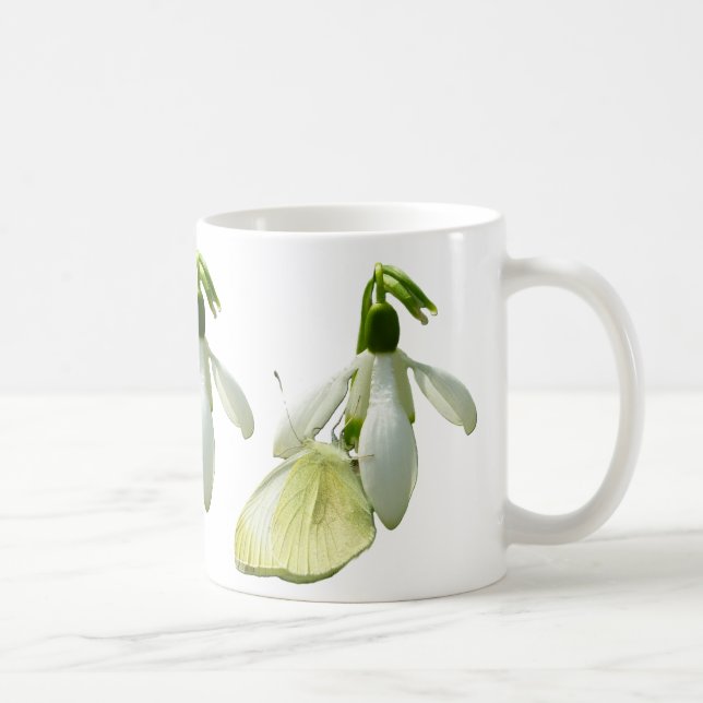 Small White on Snowdrop Kaffemugg (Höger)