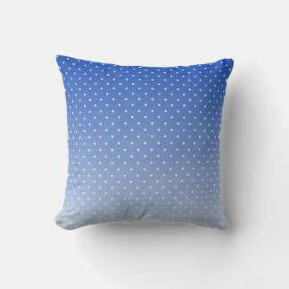 Small White Polka Dots-Ombre Blue Throw Pillow  Kudde