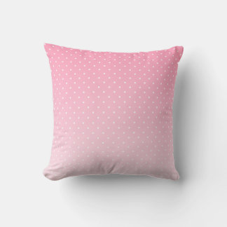 Small White Polka Dots-Ombre Pink Throw Pillow Kudde