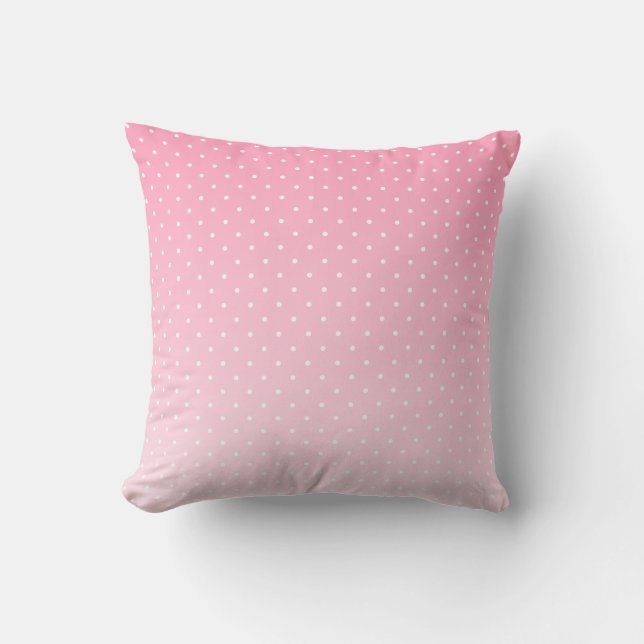 Small White Polka Dots-Ombre Pink Throw Pillow Kudde (Framsida)