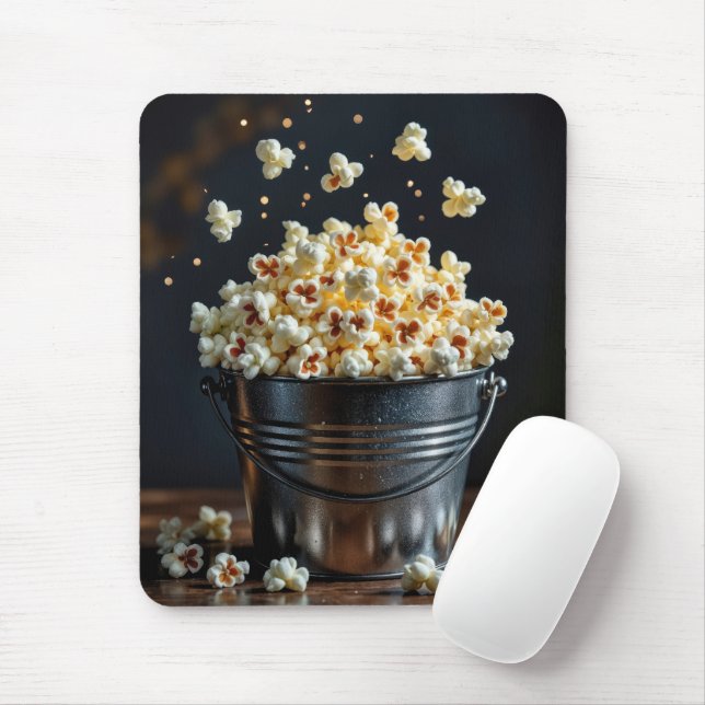Smällande popcorn i metallhink musmatta (Med mus)