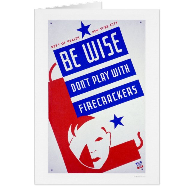 Smällare farliga 1936 WPA Hälsningskort (Framsidan)