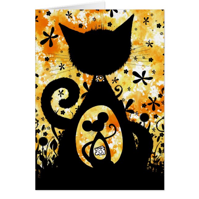 Smällare-trumma katt hälsningskort (Framsidan)