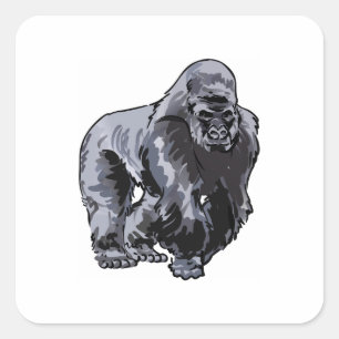 SMALLER SILVERBACK GORILLA FYRKANTIGT KLISTERMÄRKE