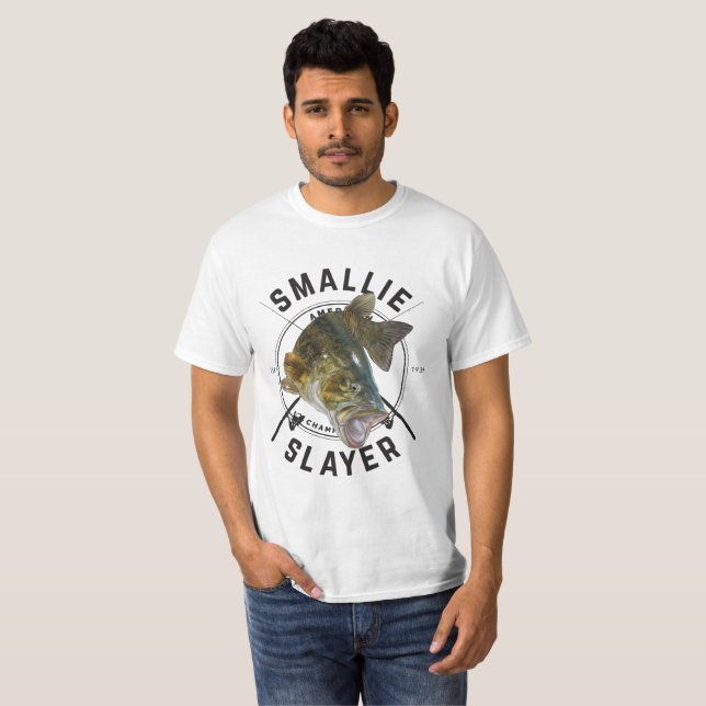 Smallie Slayer - bas- fiskeskjorta för Smallmouth T-shirt (Hel framsida)