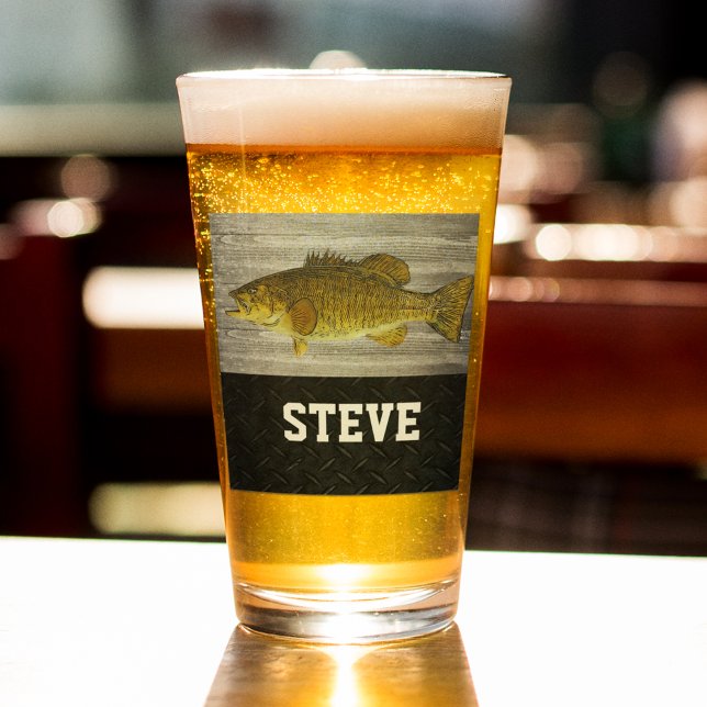 Smallmouth Bass Fishing Beer Angler Fisherman Mana Glaskopp (Skapare uppladdad)