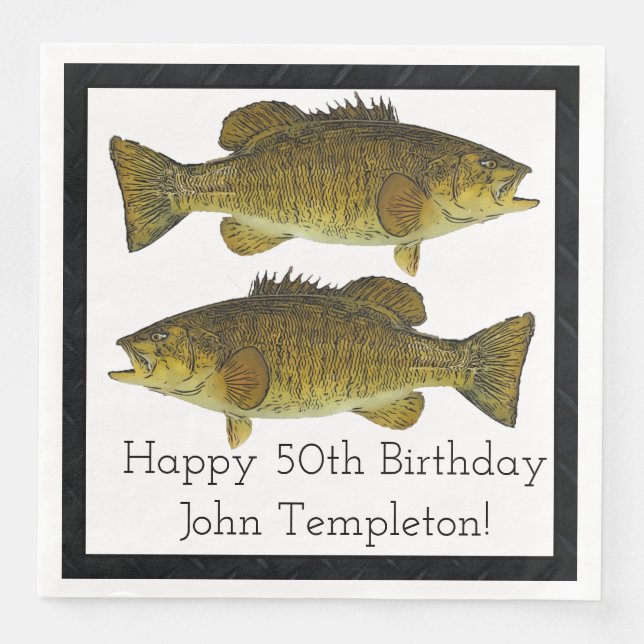 Smallmouth Bass Fishing Sports Birthday 50 Pappersservett (Framsida)