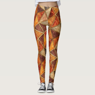 Smält Bärnstens- och Vinröd Geometrisk - Marmormos Leggings