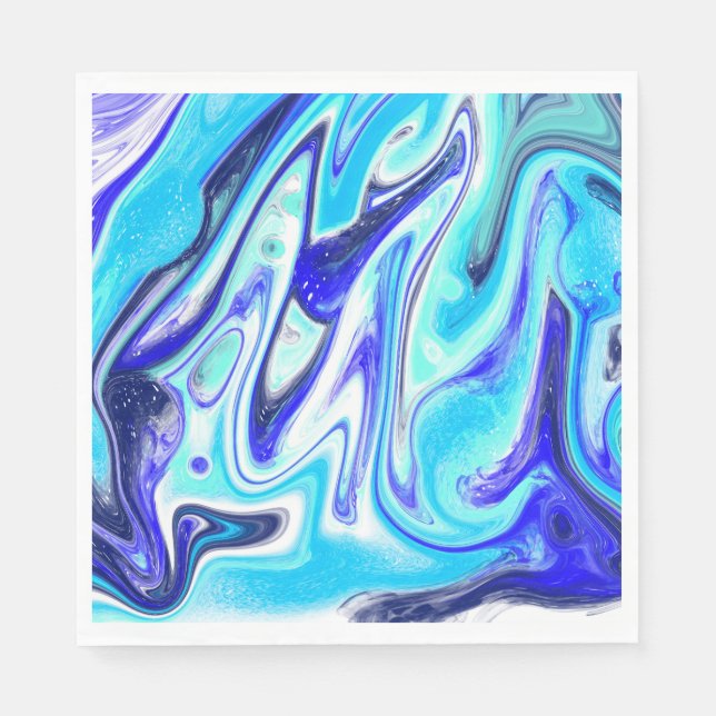 Smält blått | Marble Fluid Art Pappersservett (Framsidan)
