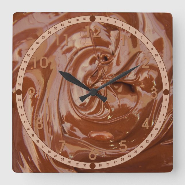 Smält choklad fyrkantig klocka (Framsida)