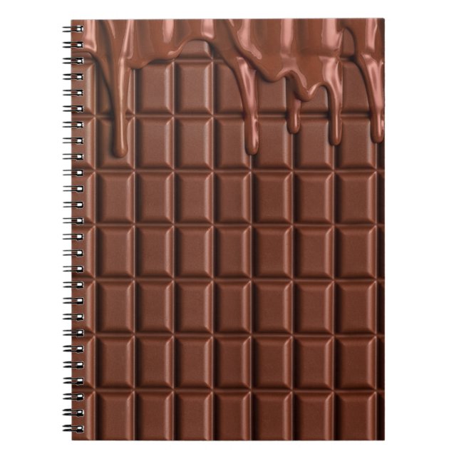 Smält choklad som droppar över ett chokladblock anteckningsbok (Framsidan)