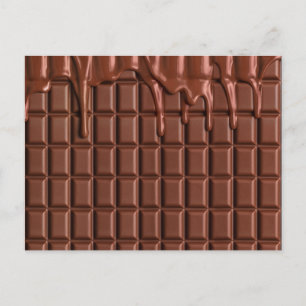 Smält choklad som droppar över ett chokladblock inbjudan vykort