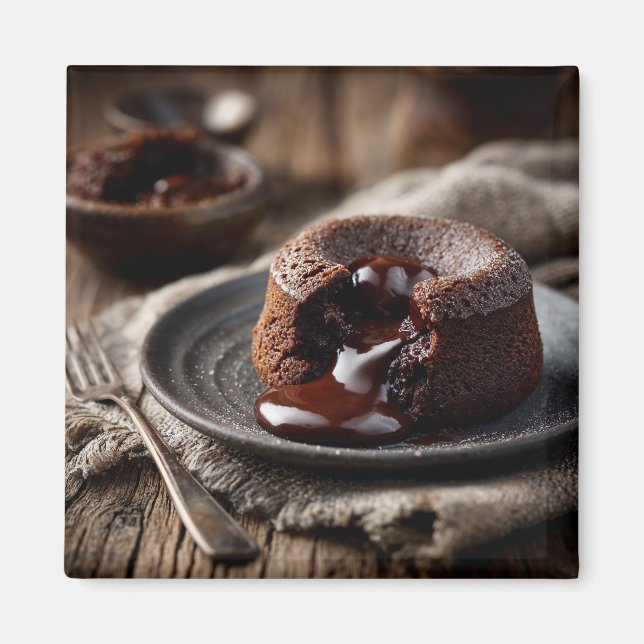 Smält chokladlavadessertkonst magnet (Framsidan)