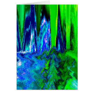 Smält Glitch (blått och Grönt) Hälsningskort